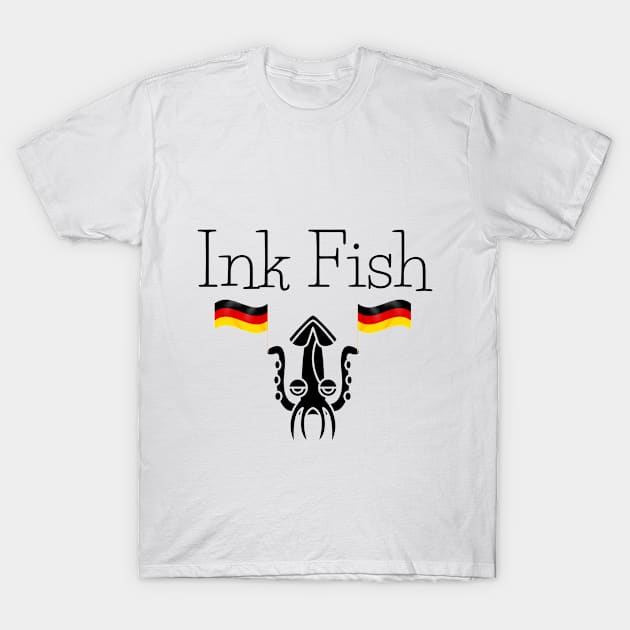 Patriotic Squid Tintenfisch (Ink Fish) in German Waving German Flags T-Shirt by Time4German